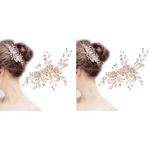 PALAY® Flower Hair Clips for Women Bridal Accessories Wedding Rhinestones Handmade Metal Floral Clip Headpiece Bridesmaid Evening Party 2 PCS PALAY® Flower Hair Clips for Women Bridal Accessories Wedding Rhinestones Handmade Metal Floral Clip Headpiece Bridesmaid Evening Party 2 PCS